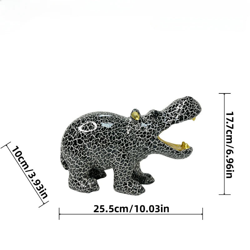Abstract Hippo Sculpture - Floral Fawna