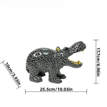 Abstract Hippo Sculpture - Floral Fawna