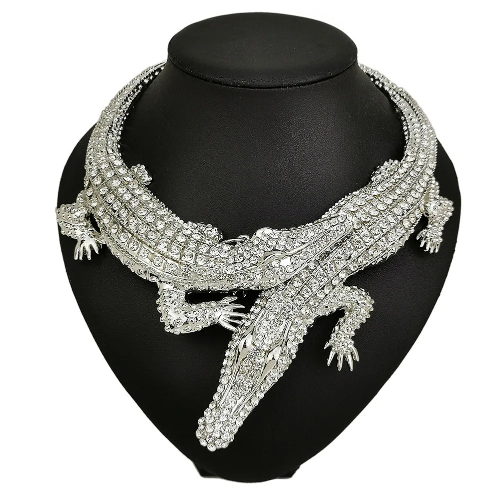 Statement Croc Necklace - Floral Fawna