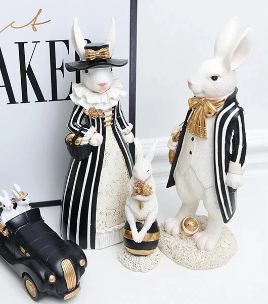 Royal Rabbit Family Figurines - Floral Fawna