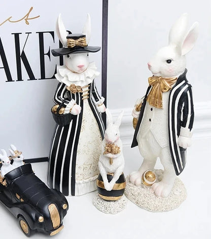 Royal Rabbit Family Figurines - Floral Fawna