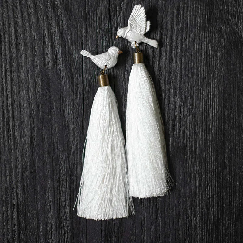 Dove Tassel Earrings - Floral Fawna