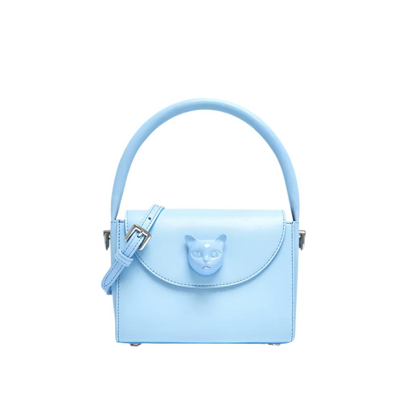 Leather Cat Face Handbag - Floral Fawna