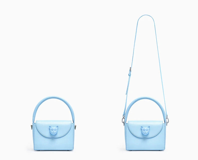 Leather Cat Face Handbag - Floral Fawna