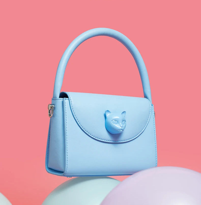 Leather Cat Face Handbag - Floral Fawna