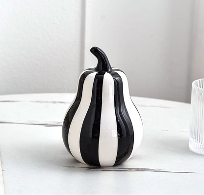 Black and White Striped Fruit Sculpture