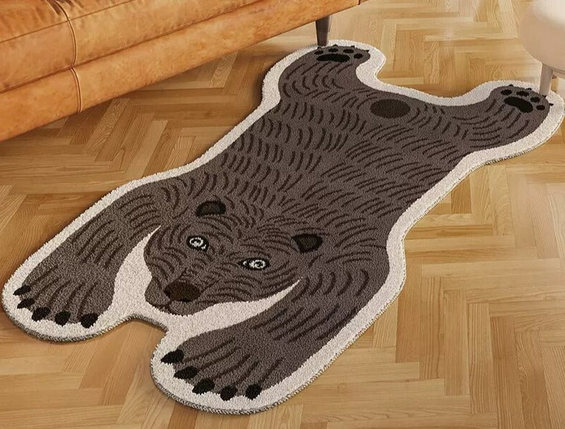 Faux Fur Striped Bear Rug - Floral Fawna