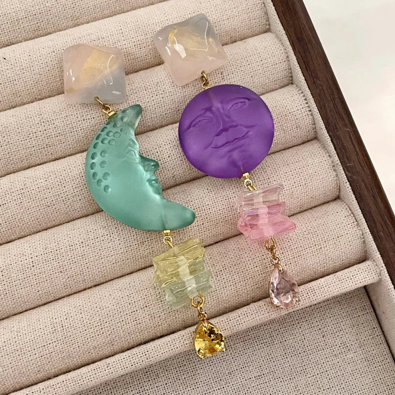 Celestial Crystal Drop Earrings - Floral Fawna