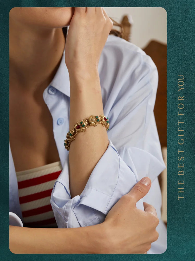 18K Gold Frog Plated Bracelet - Floral Fawna