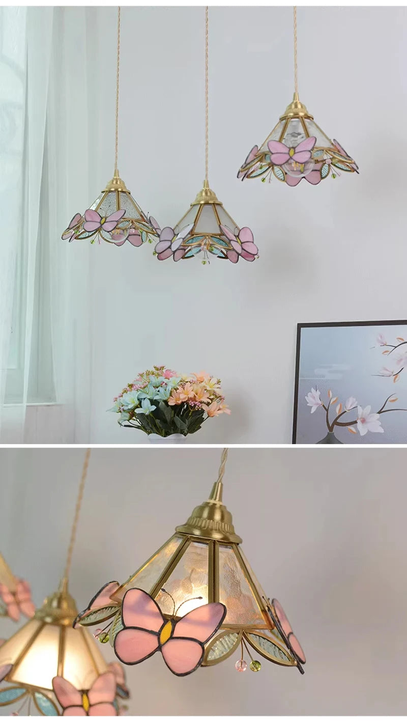 Glass Butterfly Pendant Light