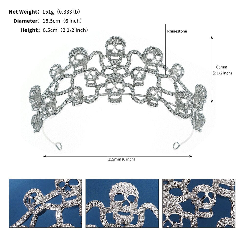 Rhinestone Skull Crown - Floral Fawna