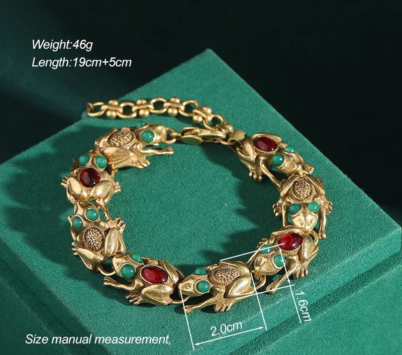 18K Gold Frog Plated Bracelet - Floral Fawna