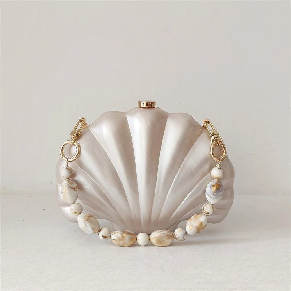 Acrylic Shell Clutch Bag - Floral Fawna