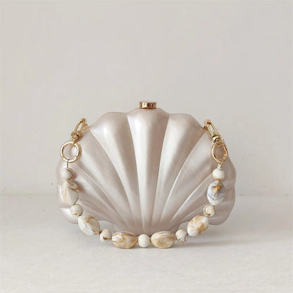 Acrylic Shell Clutch Bag - Floral Fawna