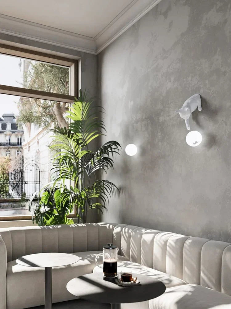 Cat &amp; Mouse Wall Lamp - Floral Fawna