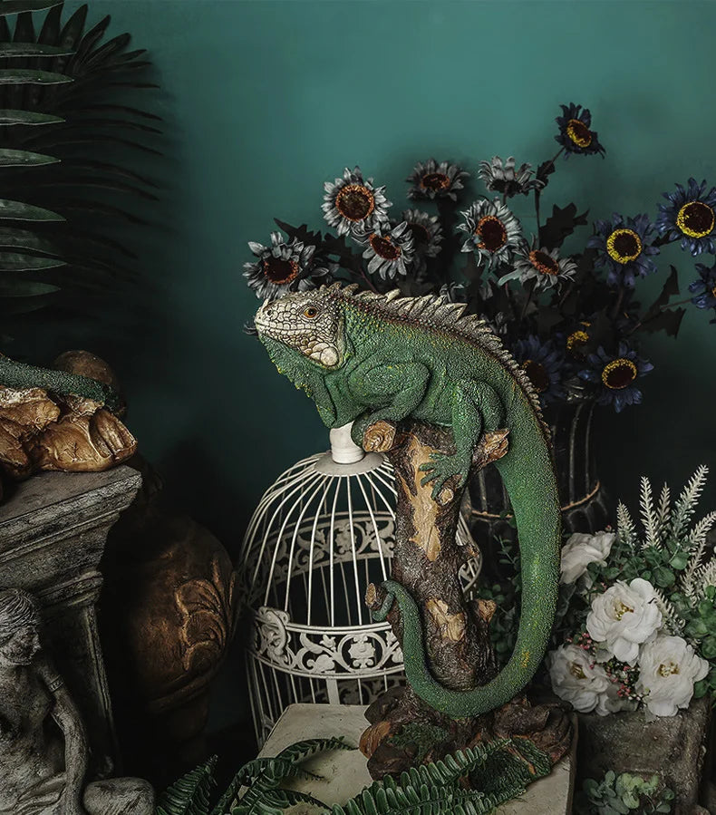 Realistic Iguana Sculpture - Floral Fawna