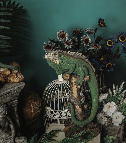 Realistic Iguana Sculpture - Floral Fawna