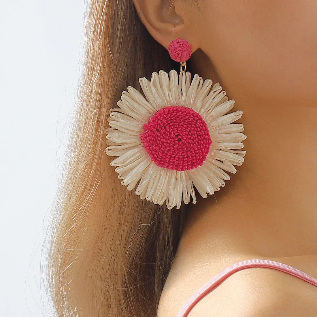 Rattan Sunflower Earrings - Floral Fawna