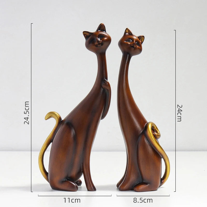 Two Cat Sculptures - Floral Fawna