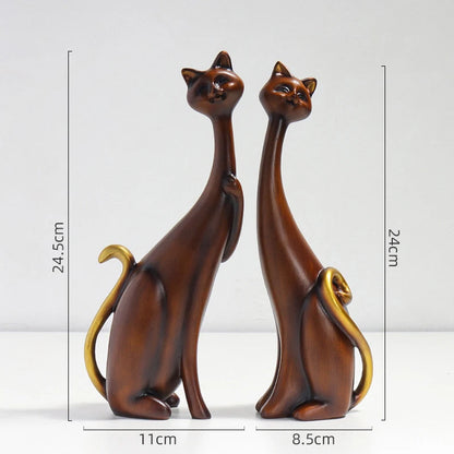 Two Cat Sculptures - Floral Fawna