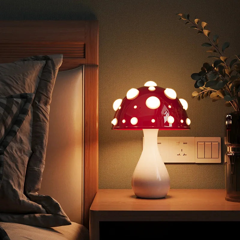 Mushroom Bedside Lamp - Floral Fawna