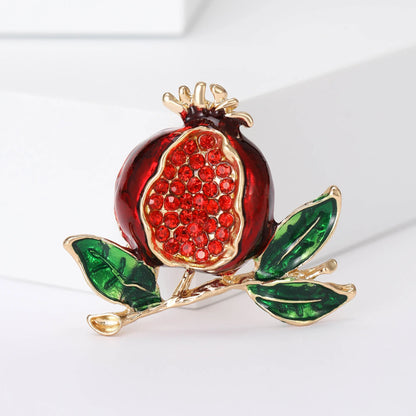 Pomegranate Rhinestone Brooch - Floral Fawna