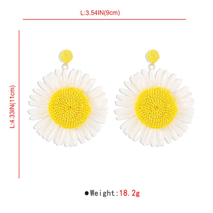 Rattan Sunflower Earrings - Floral Fawna