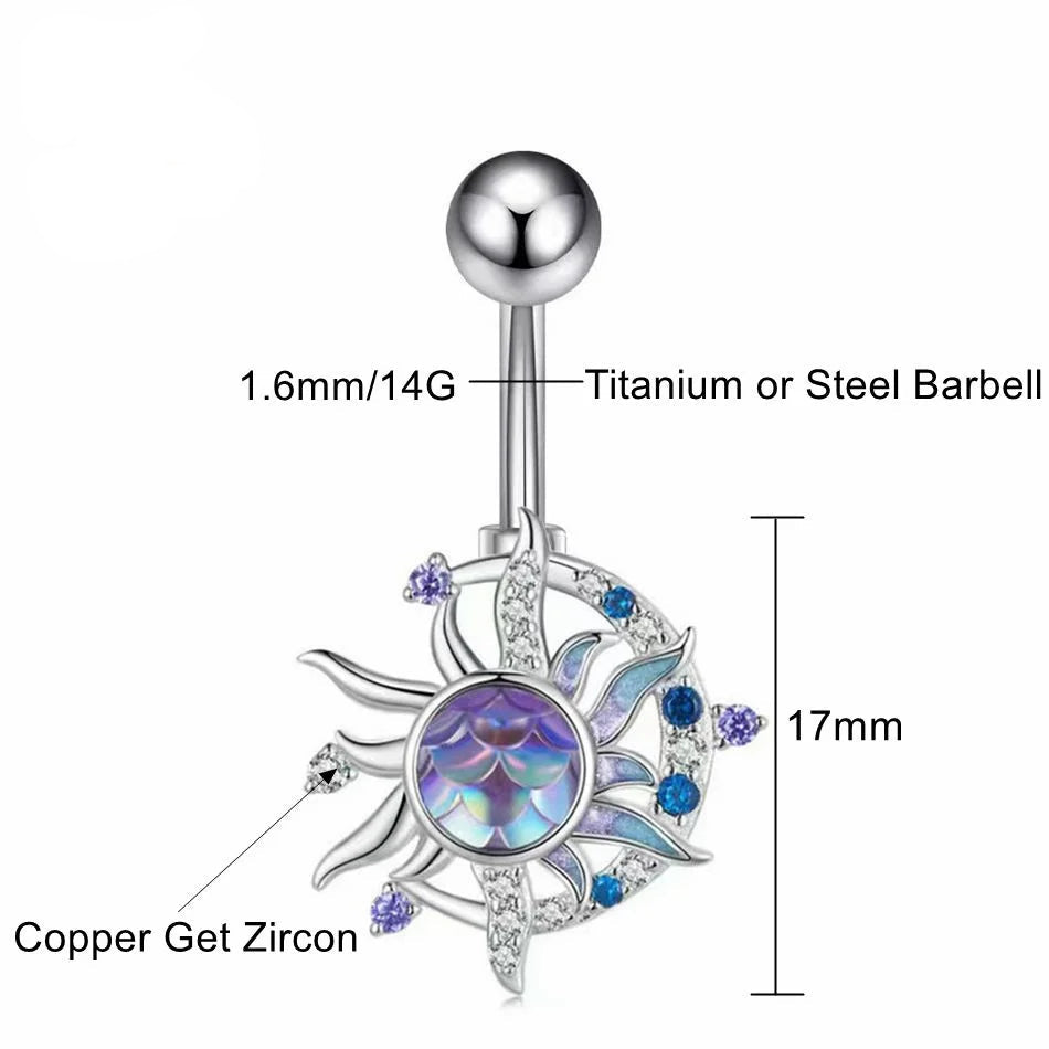 Celestial Zircon Belly Button Ring - Floral Fawna