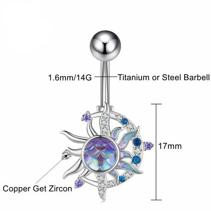 Celestial Zircon Belly Button Ring - Floral Fawna