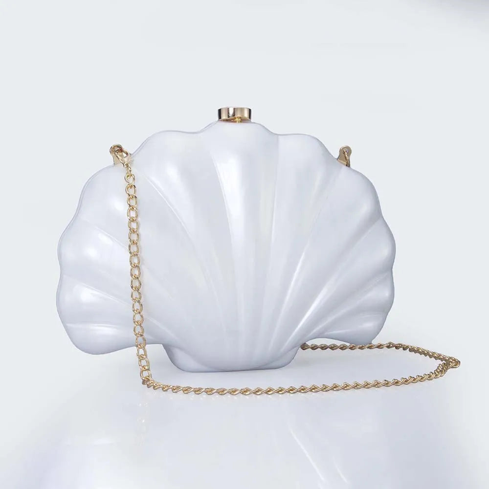 Acrylic Shell Clutch Bag - Floral Fawna