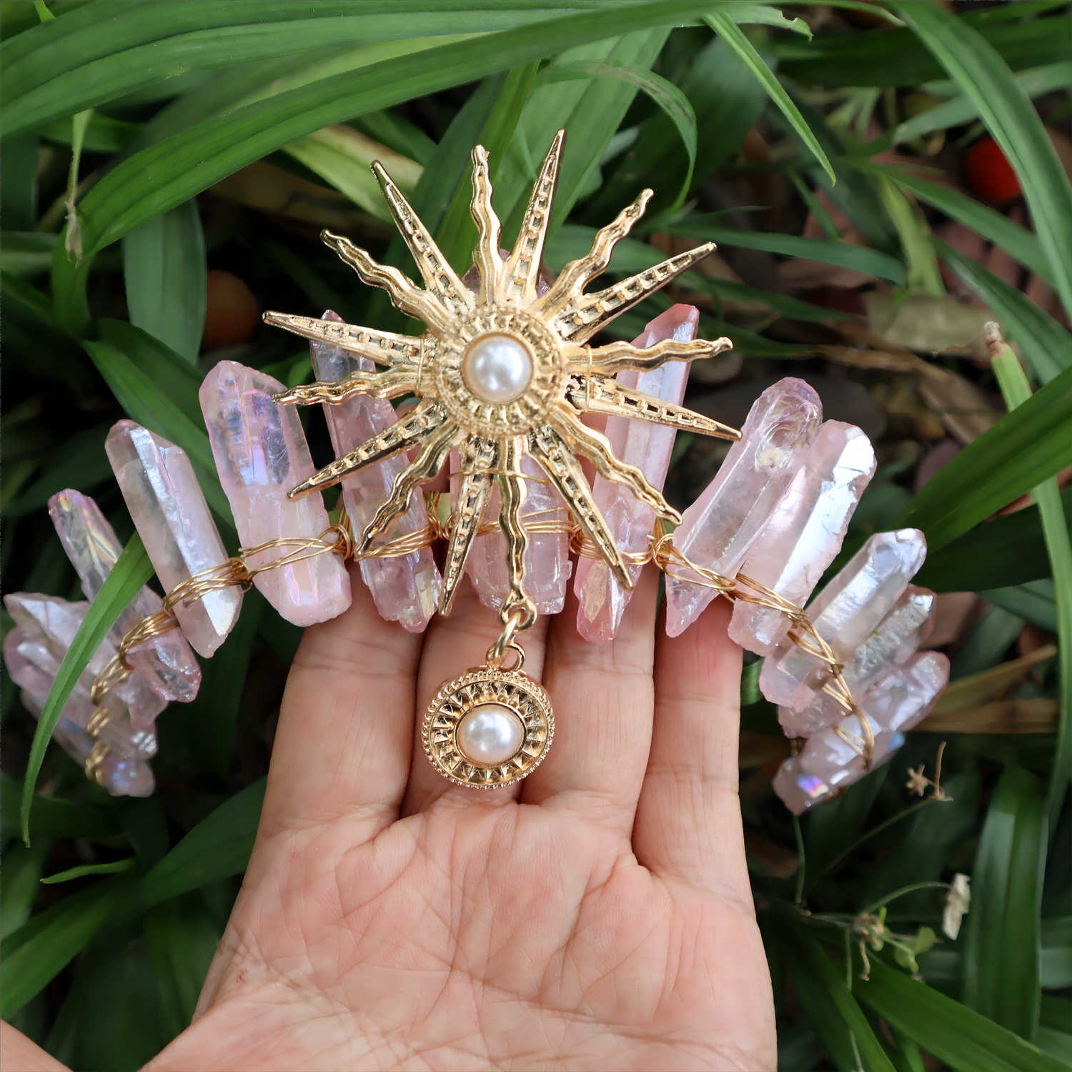 Sun Goddess Crystal Crown - Floral Fawna