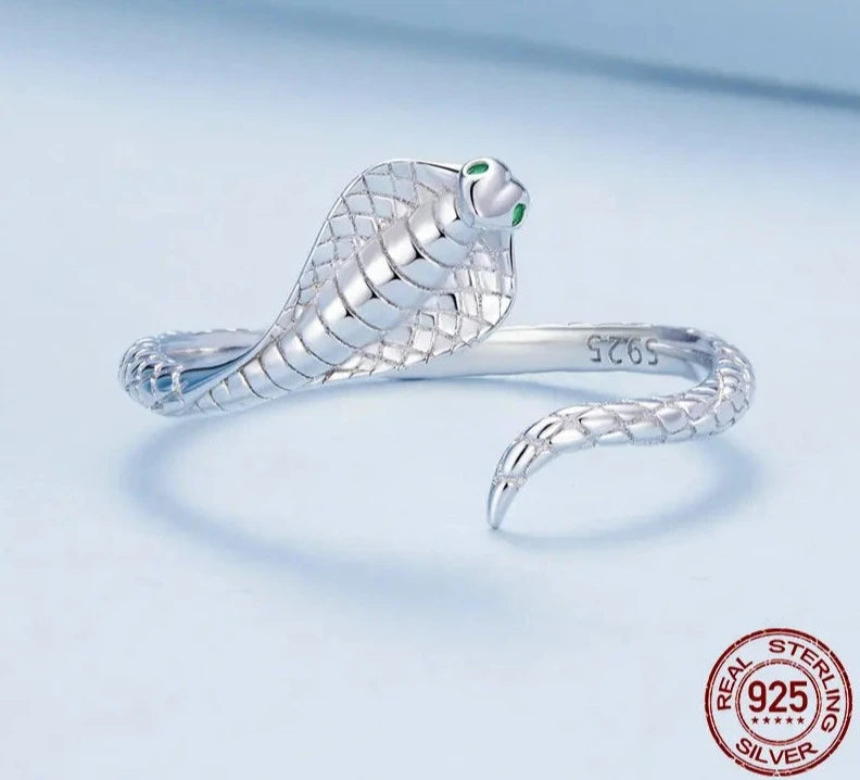 Sterling Silver Cobra Ring - Floral Fawna