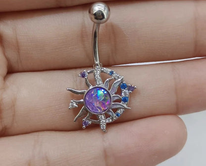 Celestial Zircon Belly Button Ring - Floral Fawna