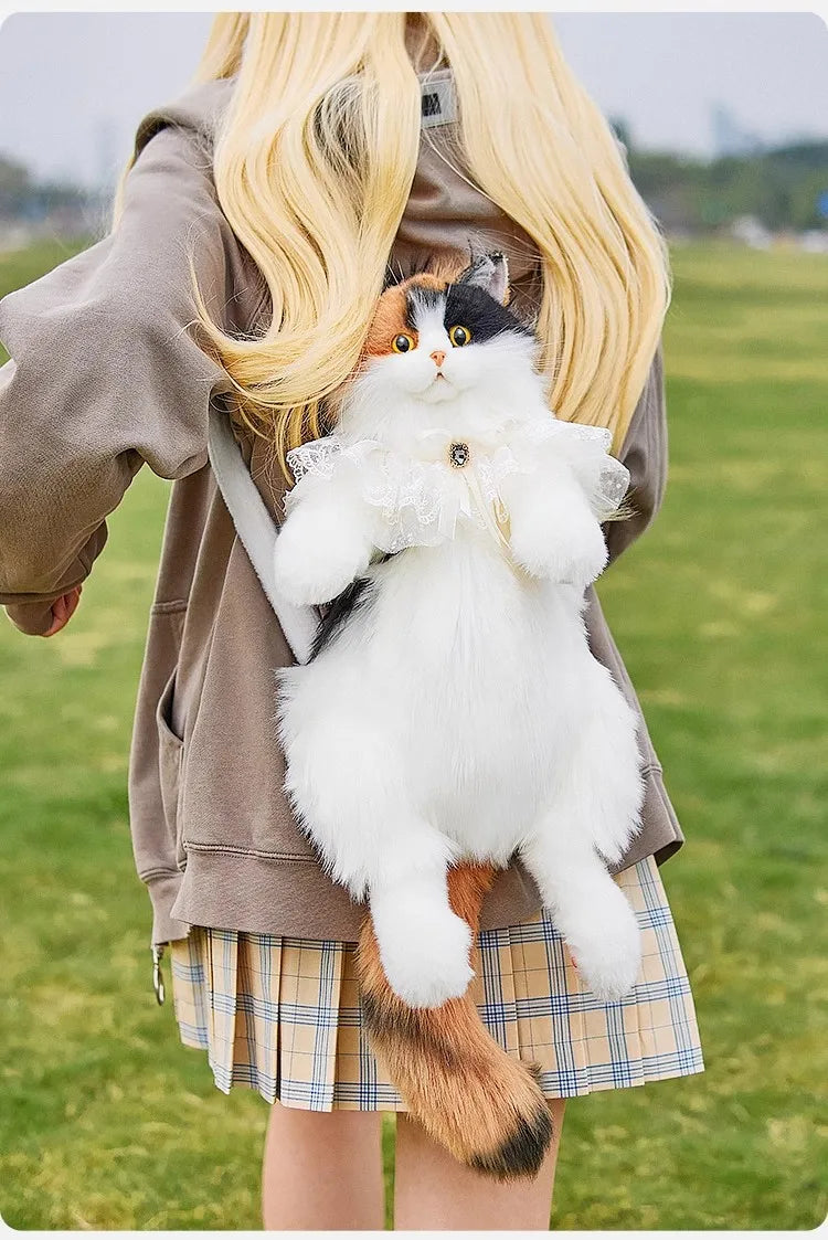 Realistic Plush Cat Backpack