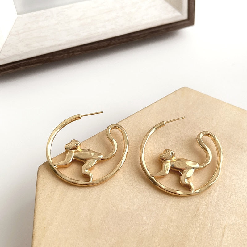 Gold Monkey Hoop Earrings - Floral Fawna