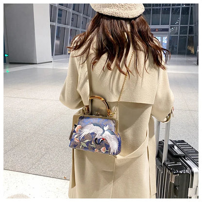 Embroidered Crane Bag - Floral Fawna