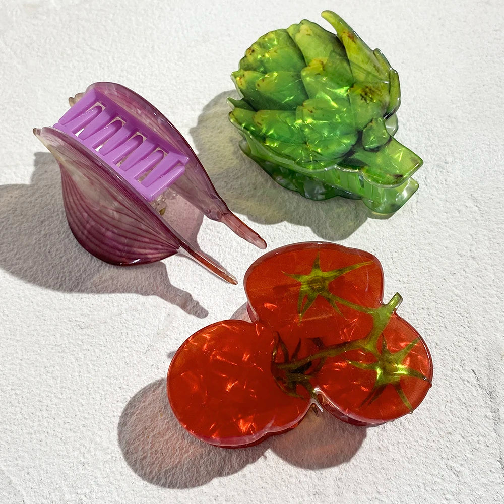Vegetable Acrylic Hair Clip - Floral Fawna
