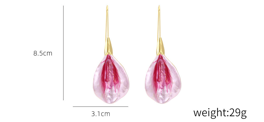 Pink Petal Dangle Earrings - Floral Fawna