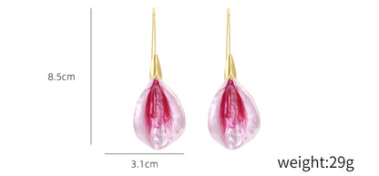 Pink Petal Dangle Earrings - Floral Fawna