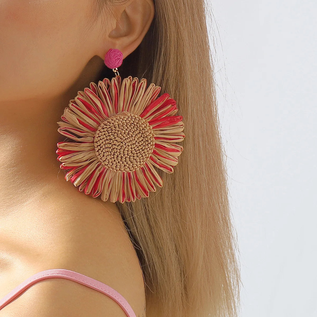 Rattan Sunflower Earrings - Floral Fawna