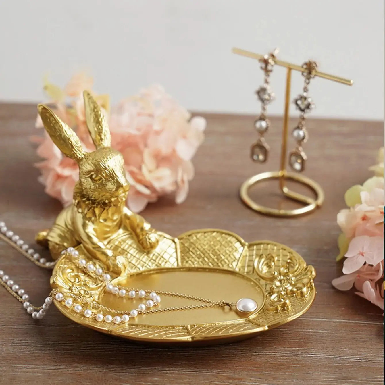 Gold Rabbit Trinket Dish - Floral Fawna