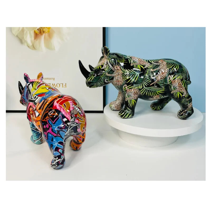 Abstract Rhino Sculpture - Floral Fawna