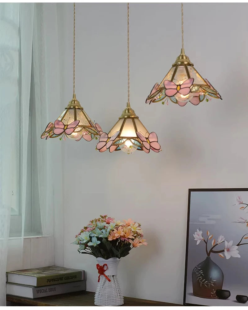 Glass Butterfly Pendant Light