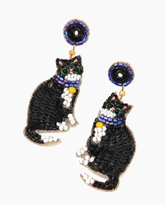 Beaded Cat Earrings