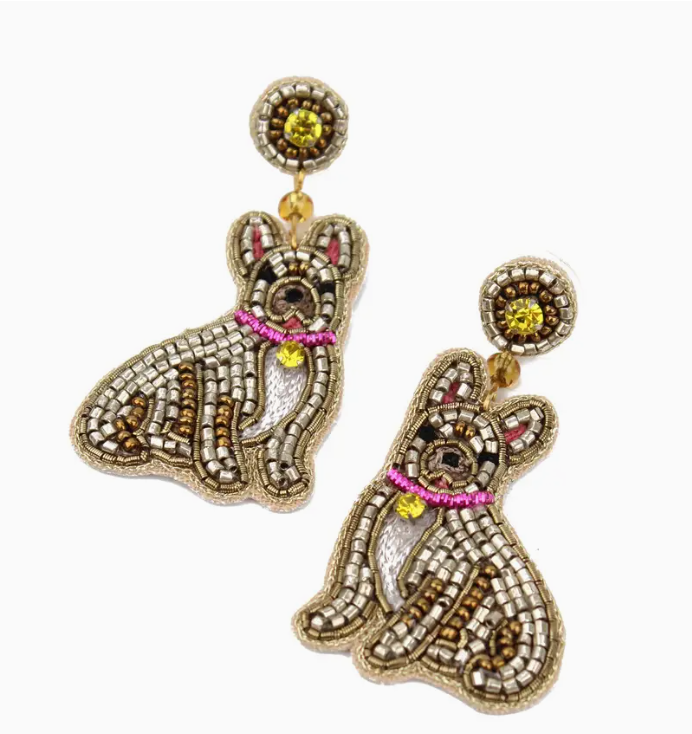 Beaded Dog Earrings