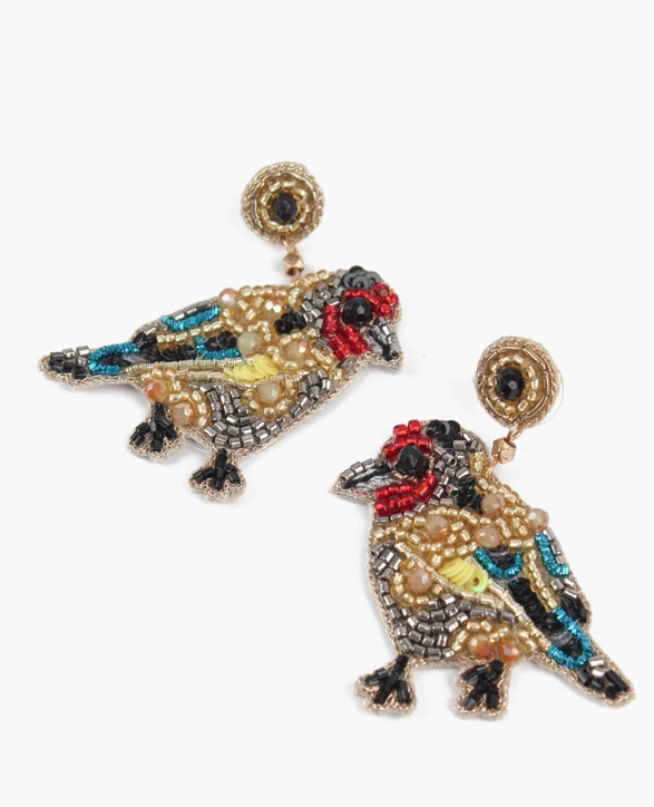 Beaded Goldfinch Earrings