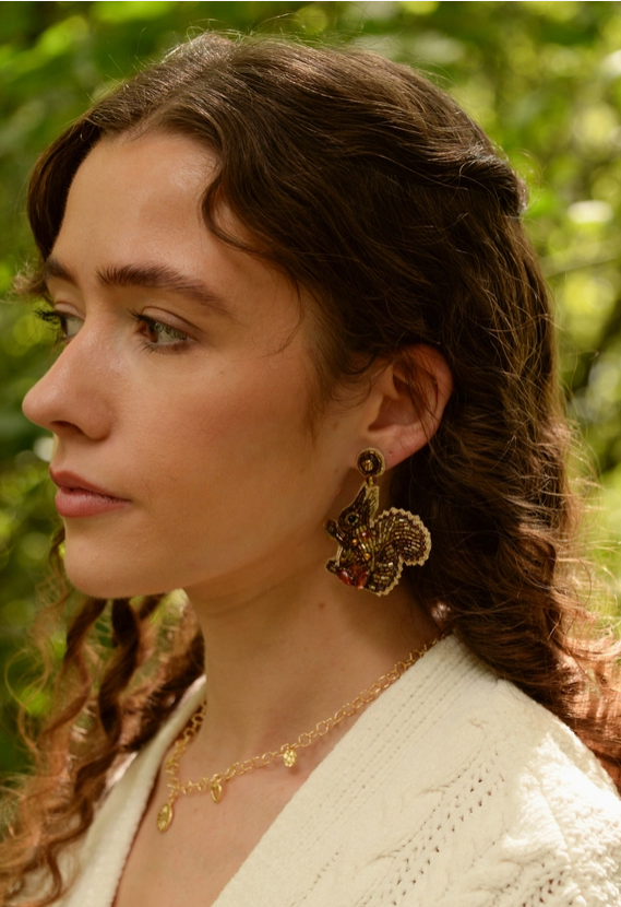 Squirrel Beaded Earrings