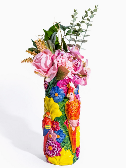 Tropical Parrot Vase