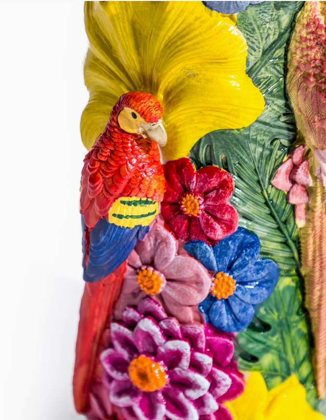 Tropical Parrot Vase