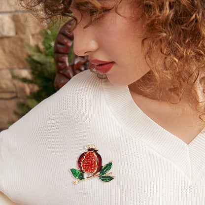 Pomegranate Rhinestone Brooch - Floral Fawna